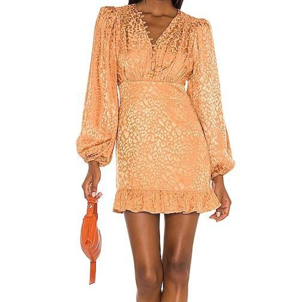 Lovers and Friends Orange and Gold Cheetah Dress D56